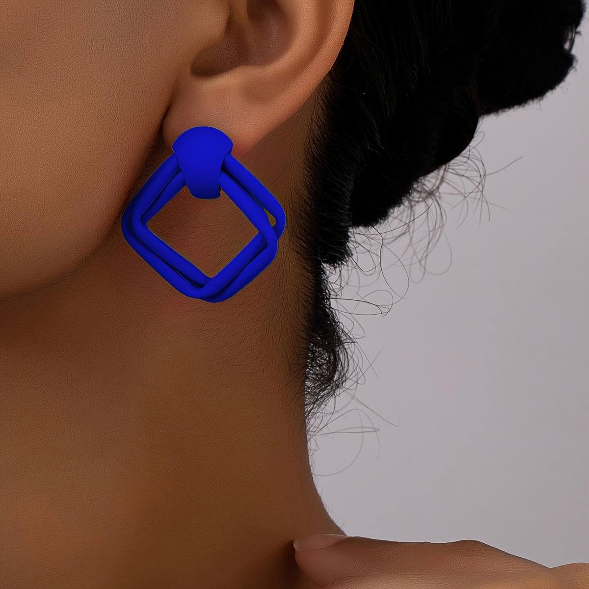 Green Geometric Stud Earrings for Summer Party
